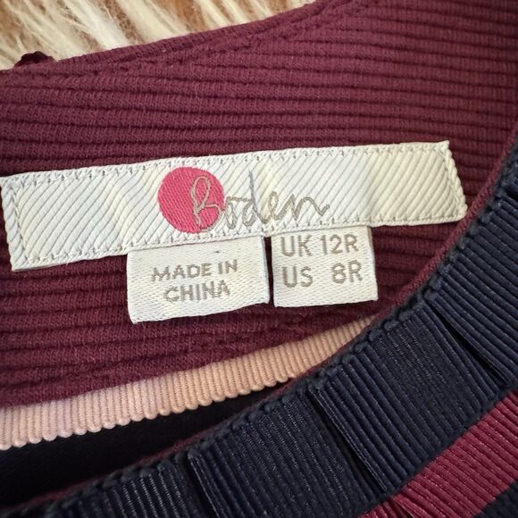 Boden Polperro Ottoman Grosgrain Dress Women’s 8R Red Navy Lined Pleated Pencil - Picture 4 of 13